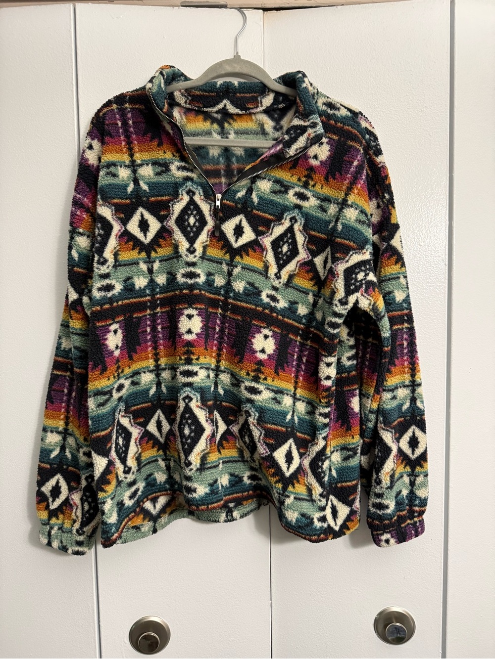 Zaful Colorful Aztec Zipup Jacket Size Small